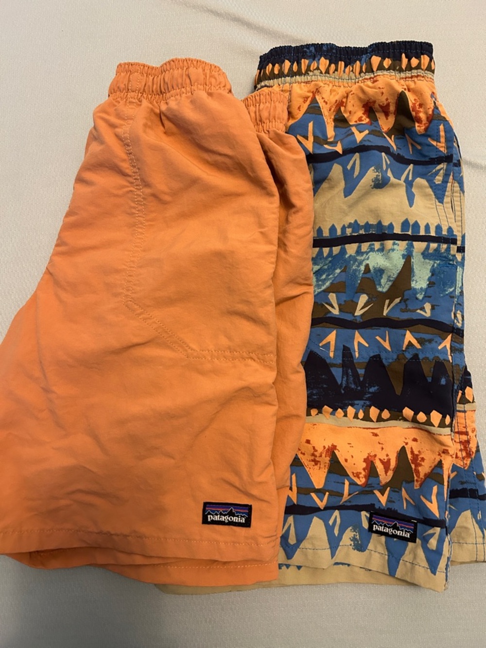 Patagonia Kids Orange Solid & Blue-Pattern Swim Shorts - 2 Pack L&XL